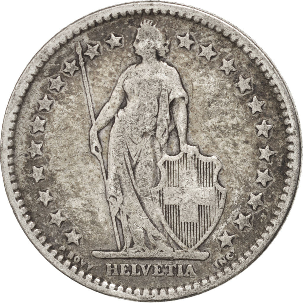 Svizzera, 2 Francs, 1886, Bern, MB, Argento, KM:21
