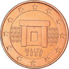 Malte, 5 Euro Cent, Mnajdra Temple Altar, 2008, FDC, Cuivre plaqué acier