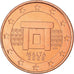 Malta, 5 Euro Cent, Mnajdra Temple Altar, 2008, MS(65-70), Copper Plated Steel