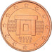 Malta, 5 Euro Cent, Mnajdra Temple Altar, 2008, MS(65-70), Copper Plated Steel