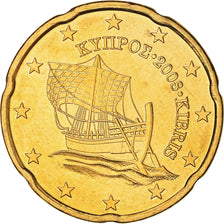 Cyprus, 20 Euro Cent, Kyrenia ship, 2008, MS(65-70), Nordic gold