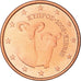 Cypr, 5 Euro Cent, Two mouflons, 2008, MS(63), Miedź platerowana stalą