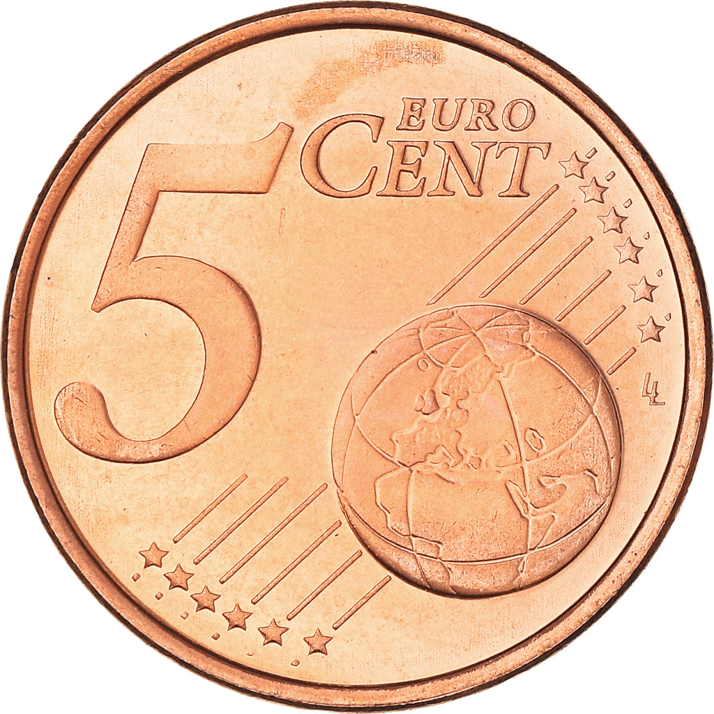 Cipro, 5 Euro Cent, Two mouflons, 2008, SPL, Acciaio placcato rame