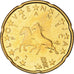 Słowenia, 20 Euro Cent, A pair of Lipizzaner horses, 2007, MS(63), Nordic gold