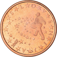 Slovenia, 5 Euro Cent, "The Sower" sowing stars, 2007, MS(60-62), Copper Plated