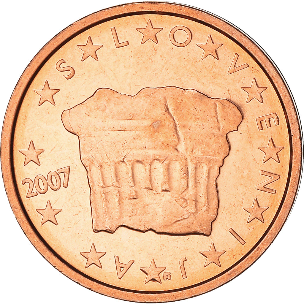 Słowenia, 2 Euro Cent, The Prince's stone, 2007, MS(63), Miedź platerowana