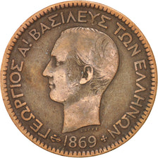 GREECE, 10 Lepta, 1869, Strassburg, KM #43, VF(20-25), Copper, 9.66