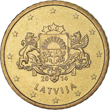 Letonia, 50 Euro Cent, large coat of arms of the Republic, 2014, SC, Nordic gold