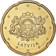 Latvia, 20 Euro Cent, large coat of arms of the Republic, 2014, MS(63), Nordic