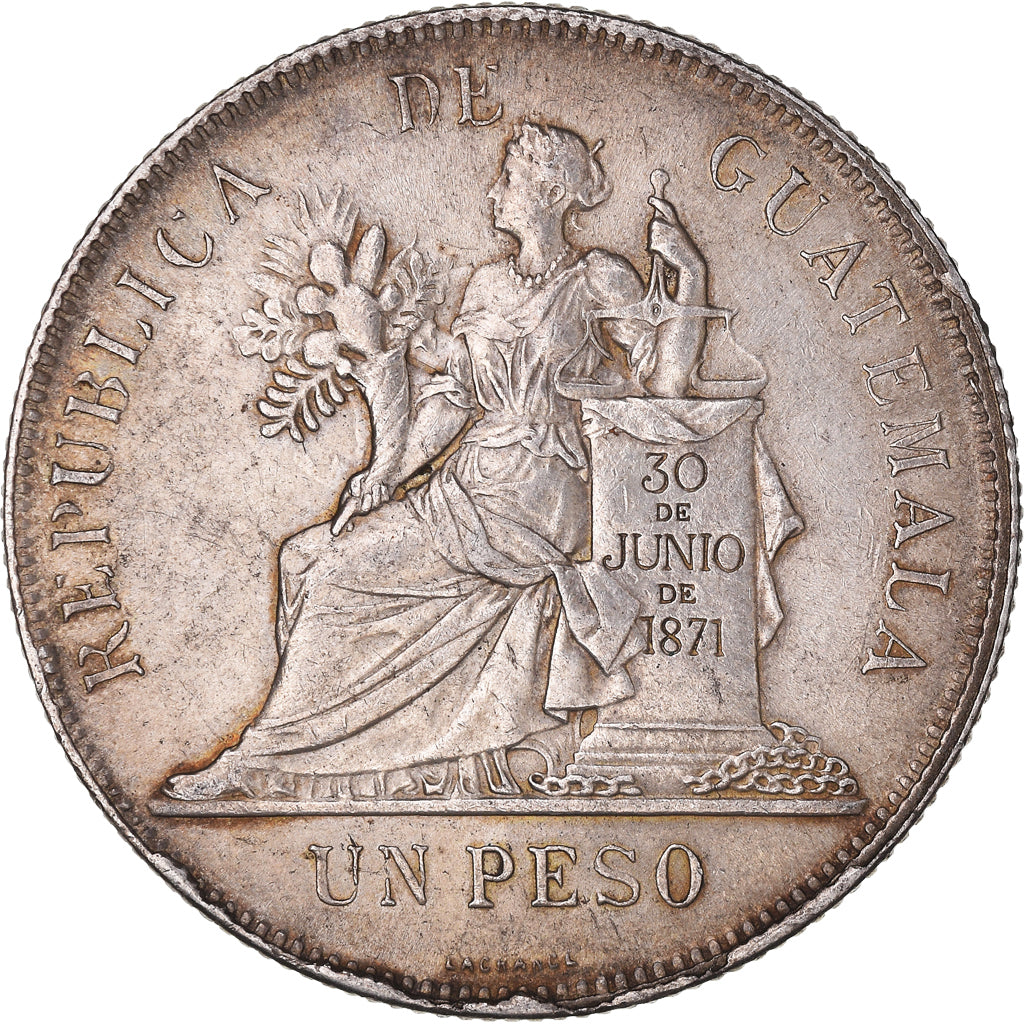 Münze, Guatemala, Peso, 1894, VZ, Silber, KM:210