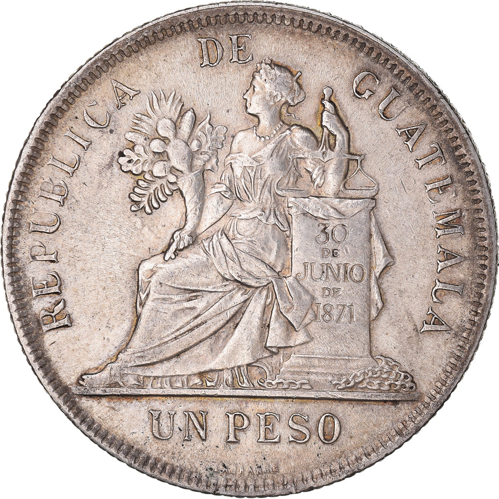 Monnaie, Guatemala, Peso, 1896, TTB+, Argent, KM:210