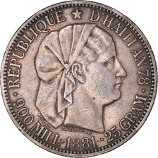 Moneda, Haití, Gourde, 1881, MBC+, Plata, KM:46