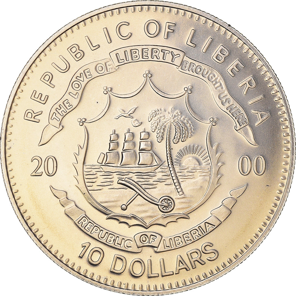 Moneta, Liberia, 10 Dollars, 2000, John F. Kennedy, FDC, Rame-nichel, KM:653