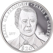 Coin, Liberia, 20 Dollars, 2000, James E. Carter, MS(65-70), Silver, KM:903