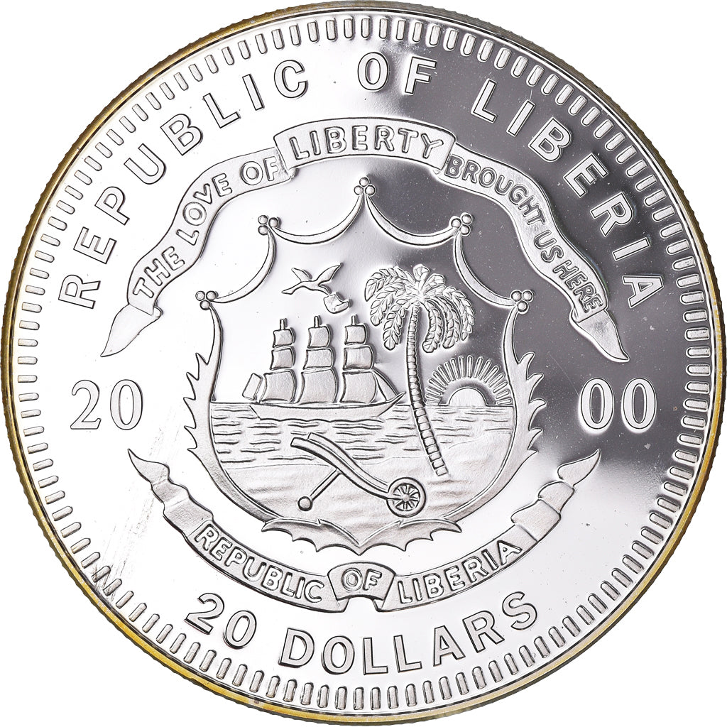 Coin, Liberia, 20 Dollars, 2000, James E. Carter, MS(65-70), Silver, KM:903