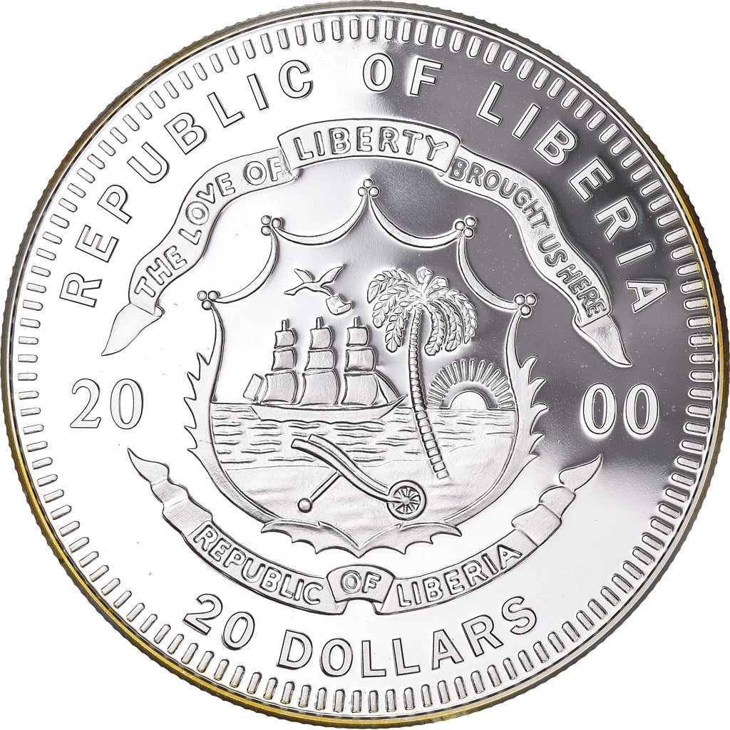 Münze, Liberia, 20 Dollars, 2000, John F. Kennedy, STGL, Silber, KM:900