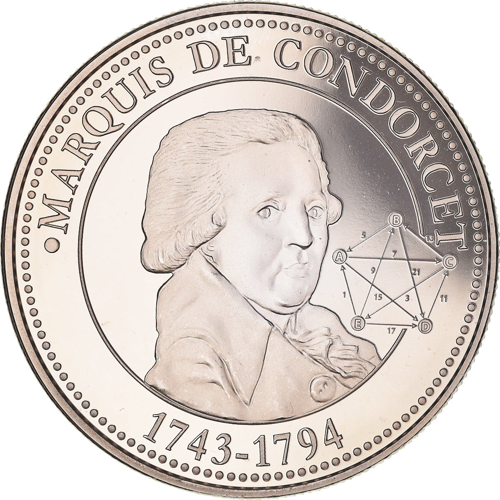 France, Medal, Collection Panthéon, marquis de Condorcet, MS(65-70)