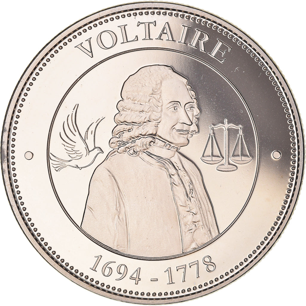 France, Medal, Nos Grands Hommes, Voltaire, MS(65-70), Copper-nickel