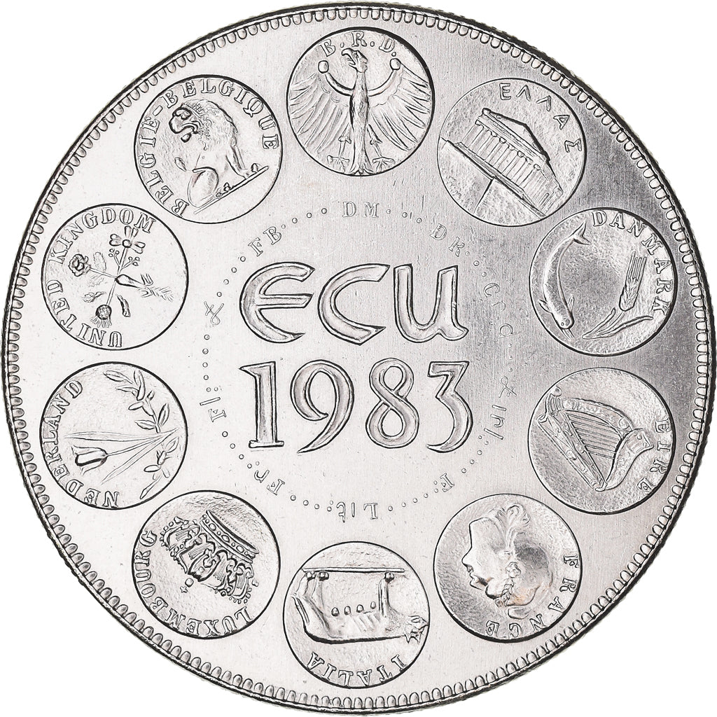 França, Medal, Ecu Europa, Europe Assise, 1983, Rodier, MS(63), Cobre-níquel
