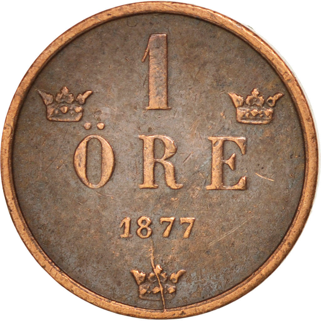 Coin, Sweden, Oscar II, Ore, 1877, EF(40-45), Bronze, KM:745