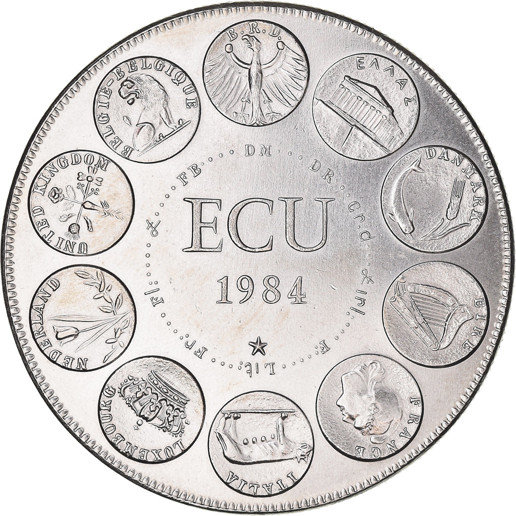 França, Medal, Ecu Europa, Europe Assise, 1984, Rodier, MS(64), Cobre-níquel