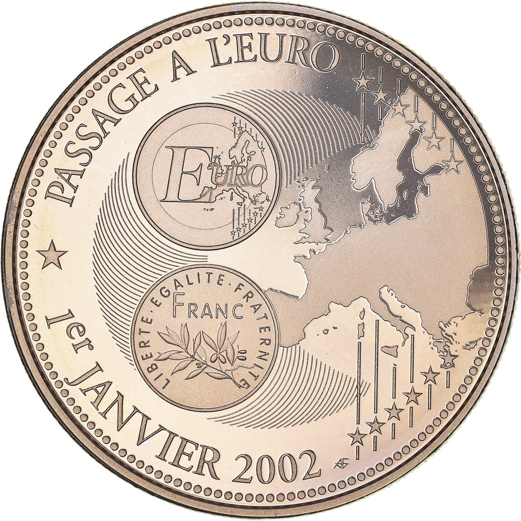 France, Medal, Passage à l'Euro, 2002, 2002, MS(65-70), Copper-nickel