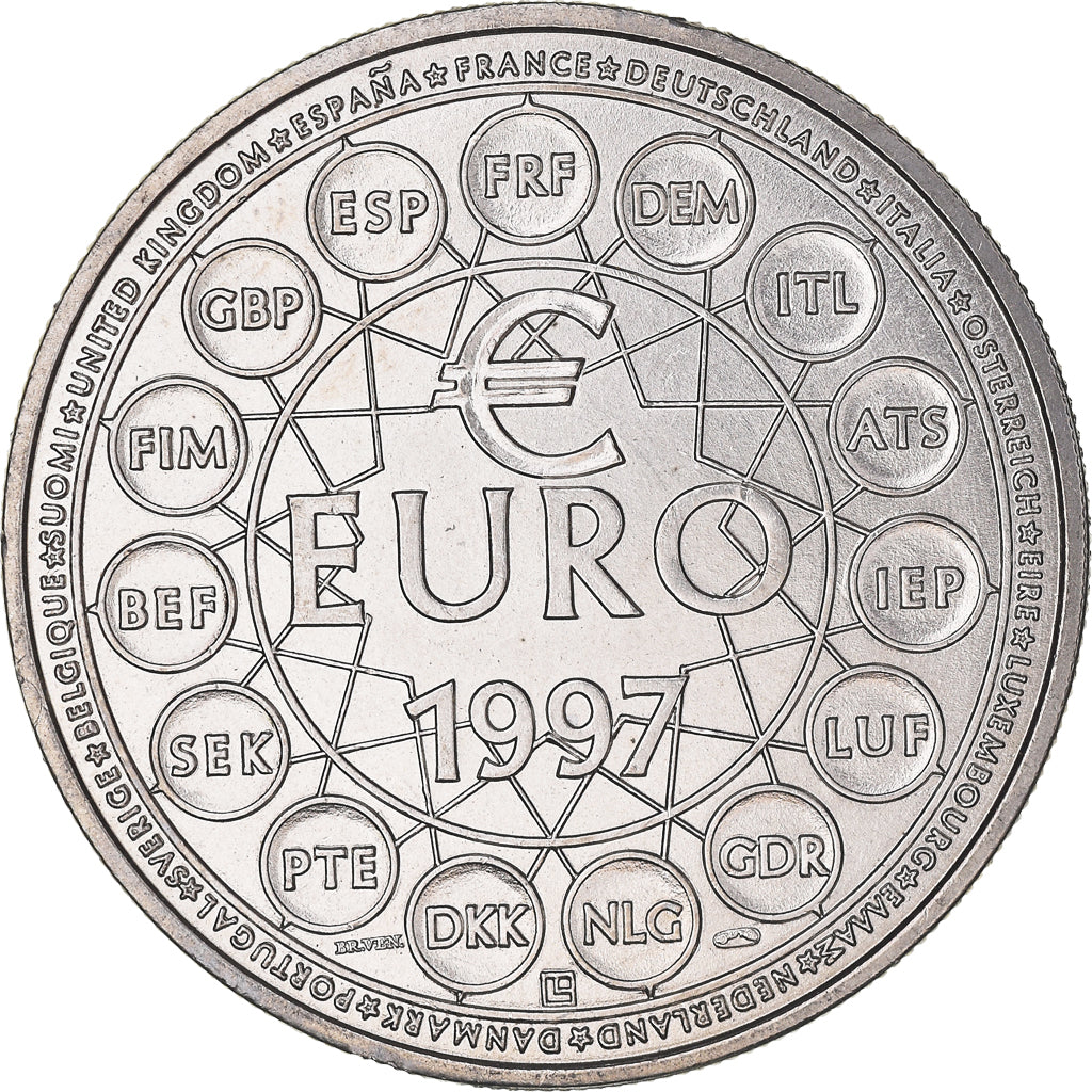 Francia, medalla, Ecu Europa, Politics, 1997, Jimenez, SC+, Cobre - níquel