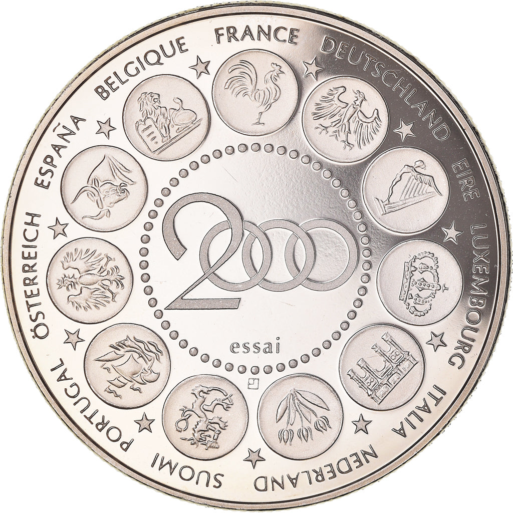 France, Medal, Ecu Europa, Politics, 2000, Jimenez, MS(65-70), Copper-nickel