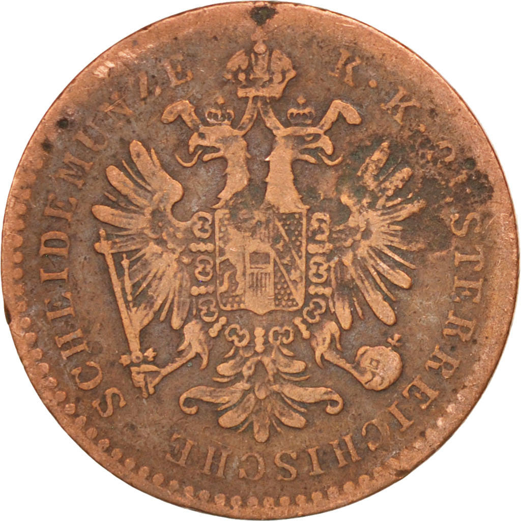 AUSTRIA, Kreuzer, 1860, Kremnitz, KM #2186, VF(30-35), Copper, 19.25, 3.14