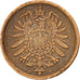 GERMANY - EMPIRE, 2 Pfennig, 1876, Darmstadt, KM #2, EF(40-45), Copper, 20, 3.26