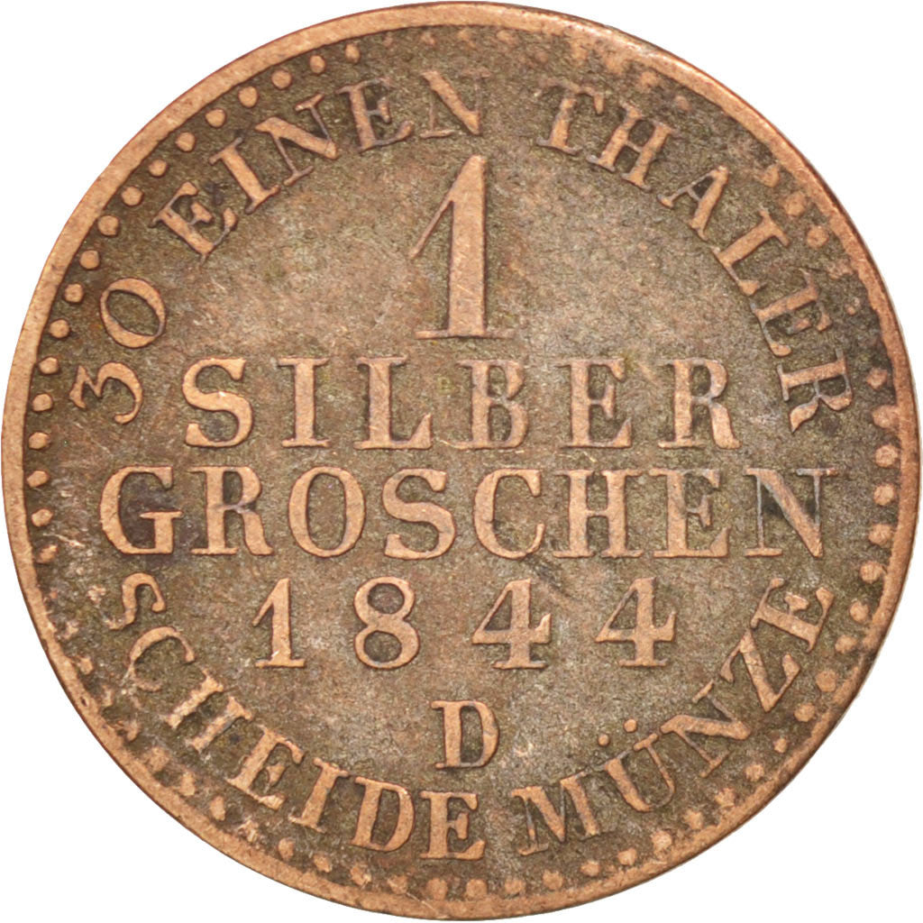 GERMAN STATES, Groschen, 1844, Aurich, KM #435, VF(20-25), Silver, 2.03