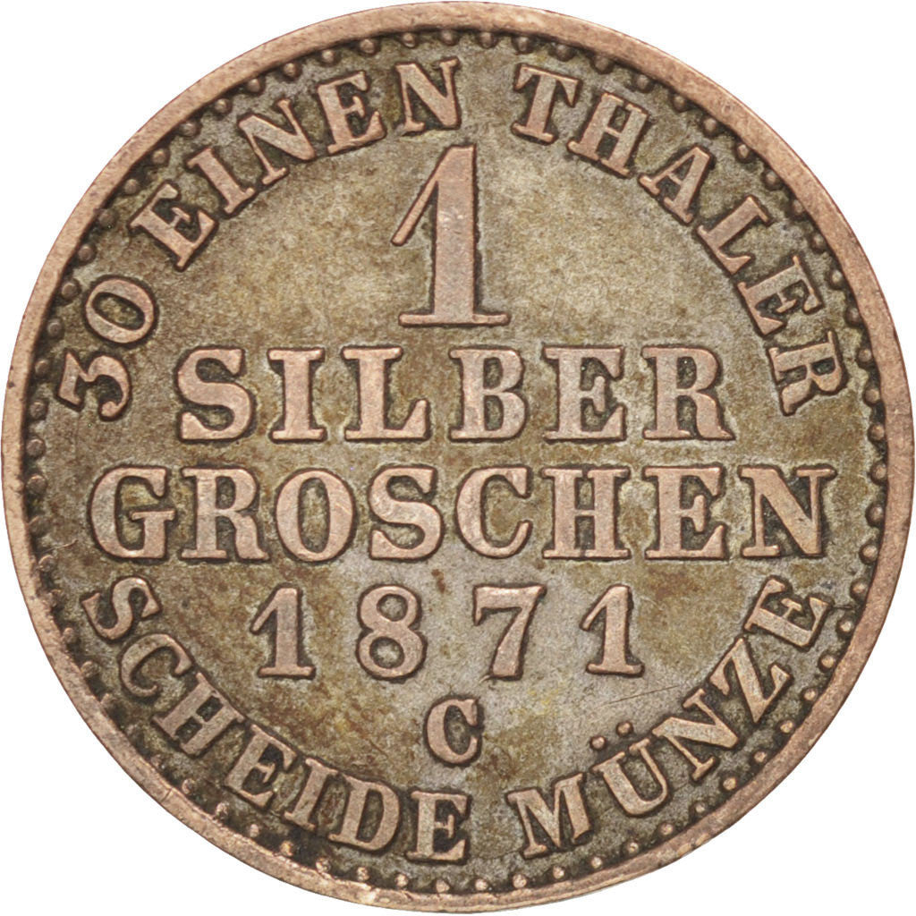 GERMAN STATES, Groschen, 1871, Cleves, KM #485, EF(40-45), Silver, 2.19