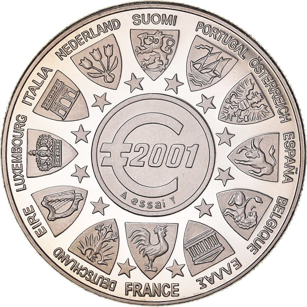 Francia, medaglia, L'Europe, La Semeuse, Politics, 2001, Jimenez, FDC