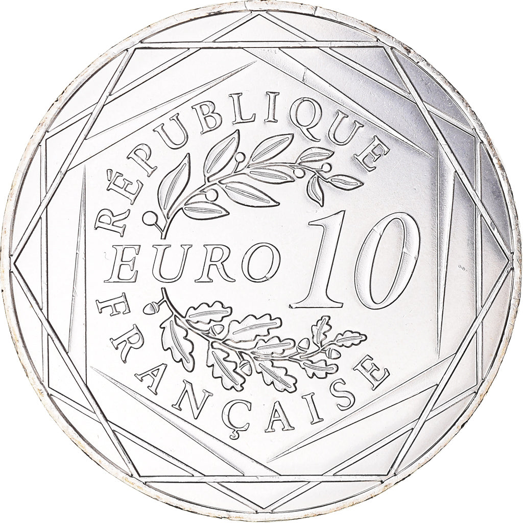 France, 10 Euro, Coq, 2014, MS(63), Silver, Gadoury:EU656