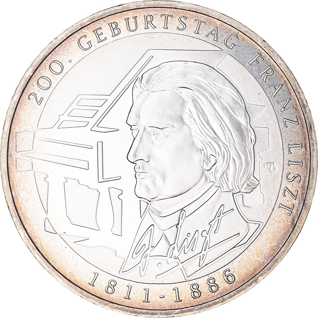 Germany, 10 Euro, Franz Listz, 2011, Karlsruhe, MS(65-70), Silver, KM:295