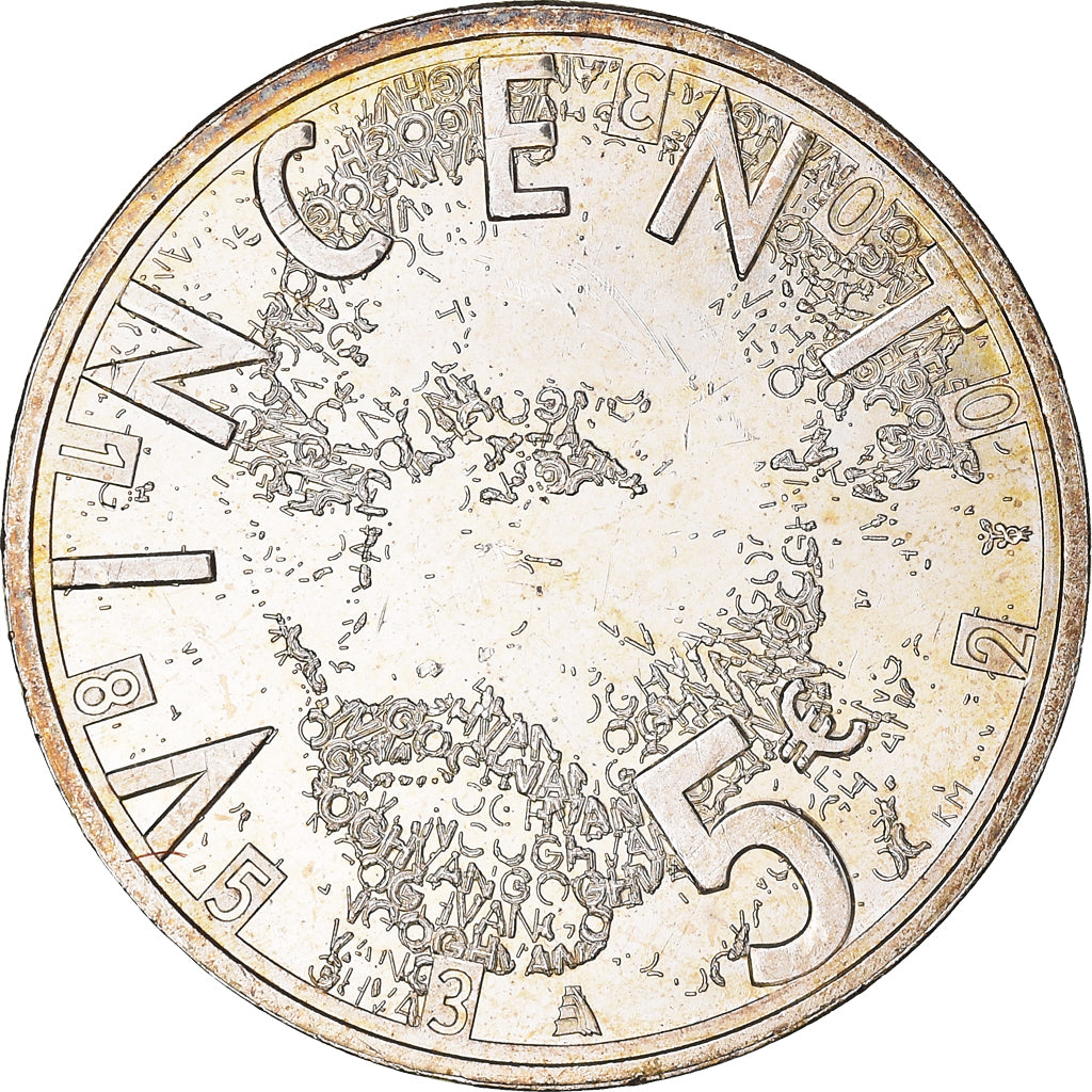 Netherlands, 5 Euro, 2003, Utrecht, Vincent Van Gogh, MS(63), Silver, KM:245