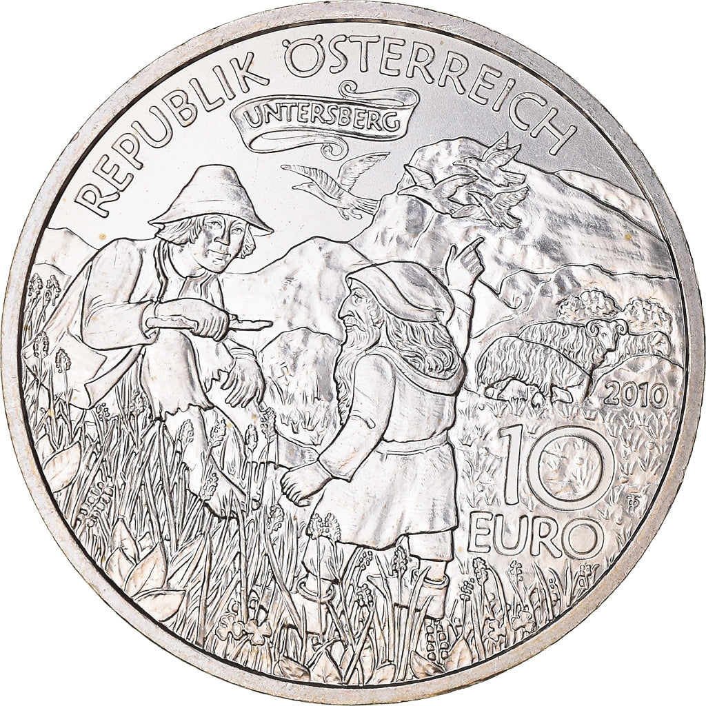 Österreich, 10 Euro, Charlemagne in the Undersberg, 2010, Vienna, STGL, Silber