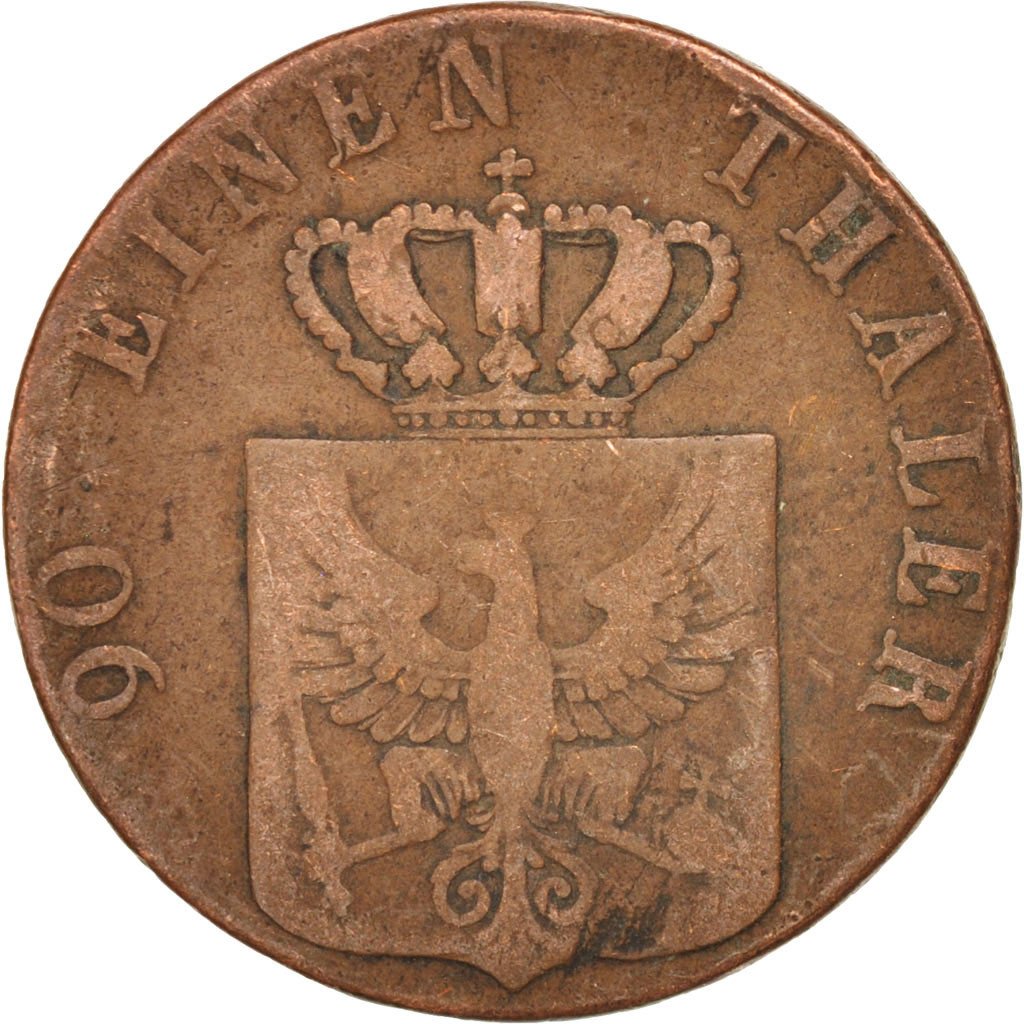 GERMAN STATES, 4 Pfennig, 1839, Aurich, KM #412, VF(20-25), Copper, 25, 5.86