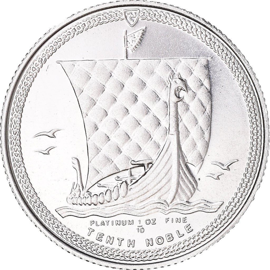 Moeda, Ilha de Man, Elizabeth II, 1/10 Noble, 1985, Proof, MS(65-70), Platina