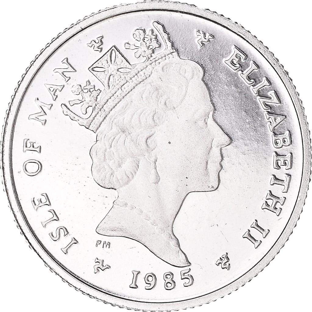Moeda, Ilha de Man, Elizabeth II, 1/10 Noble, 1985, Proof, MS(65-70), Platina