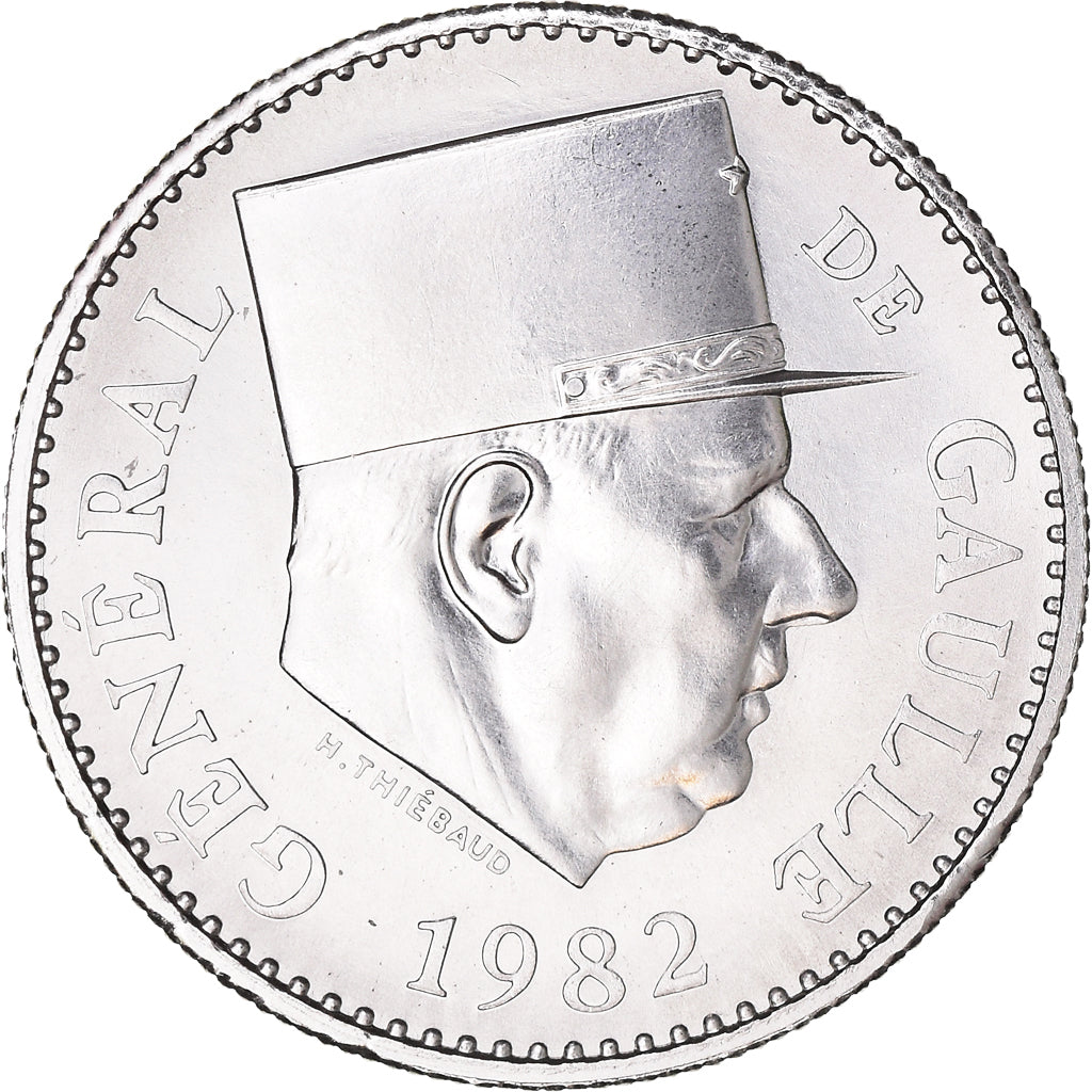 Francia, medaglia, Charles De Gaulle, 1982, FDC, Platino