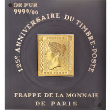 France, Medal, 125e anniversaire du timbre poste, Postage, One Penny, 1988