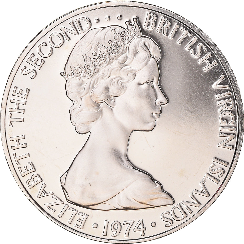 Coin, BRITISH VIRGIN ISLANDS, 25 Cents, 1974, Franklin Mint, Proof, MS(65-70)