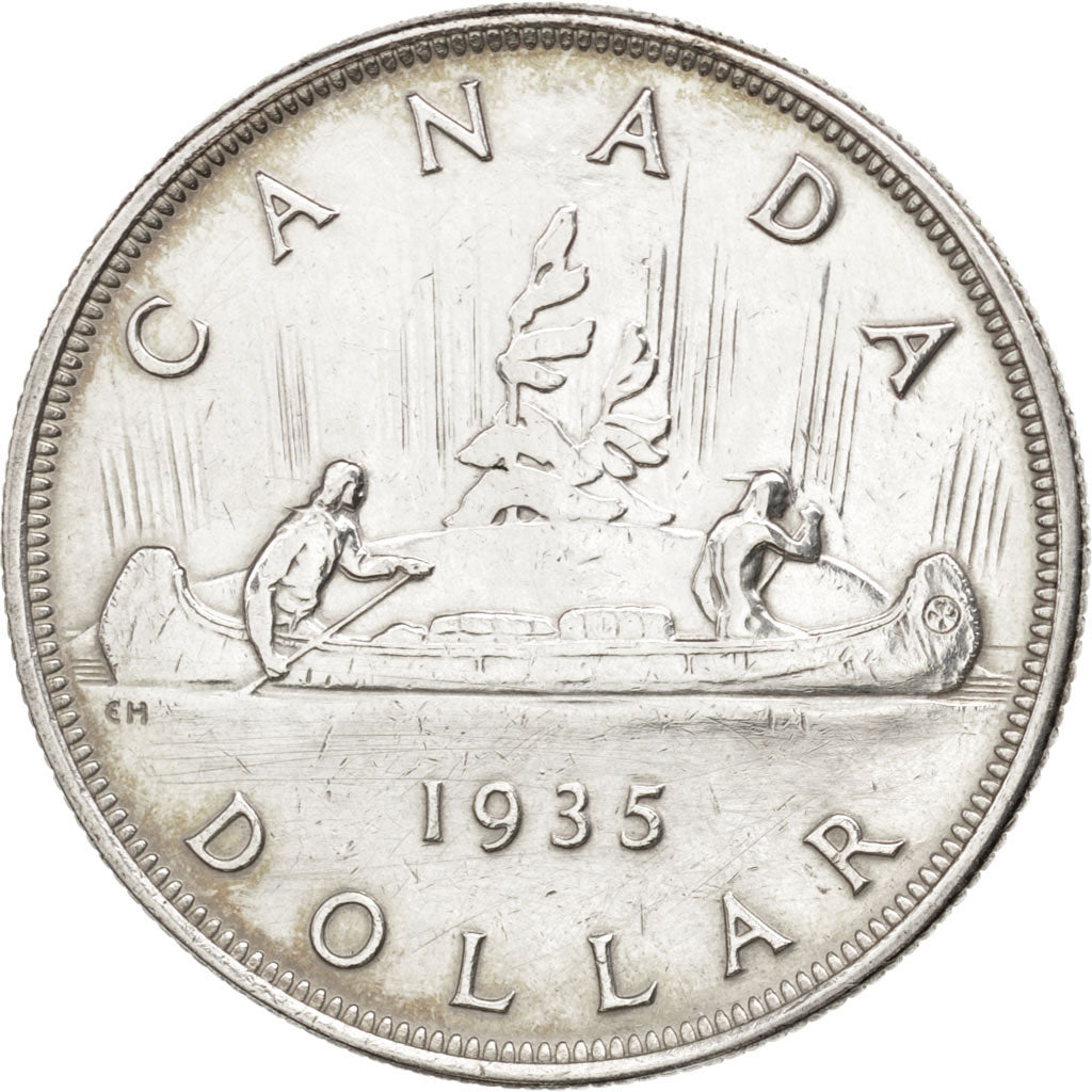 CANADA, Dollar, 1935, Royal Canadian Mint, KM #30, AU(55-58), Silver, 36, 23.38