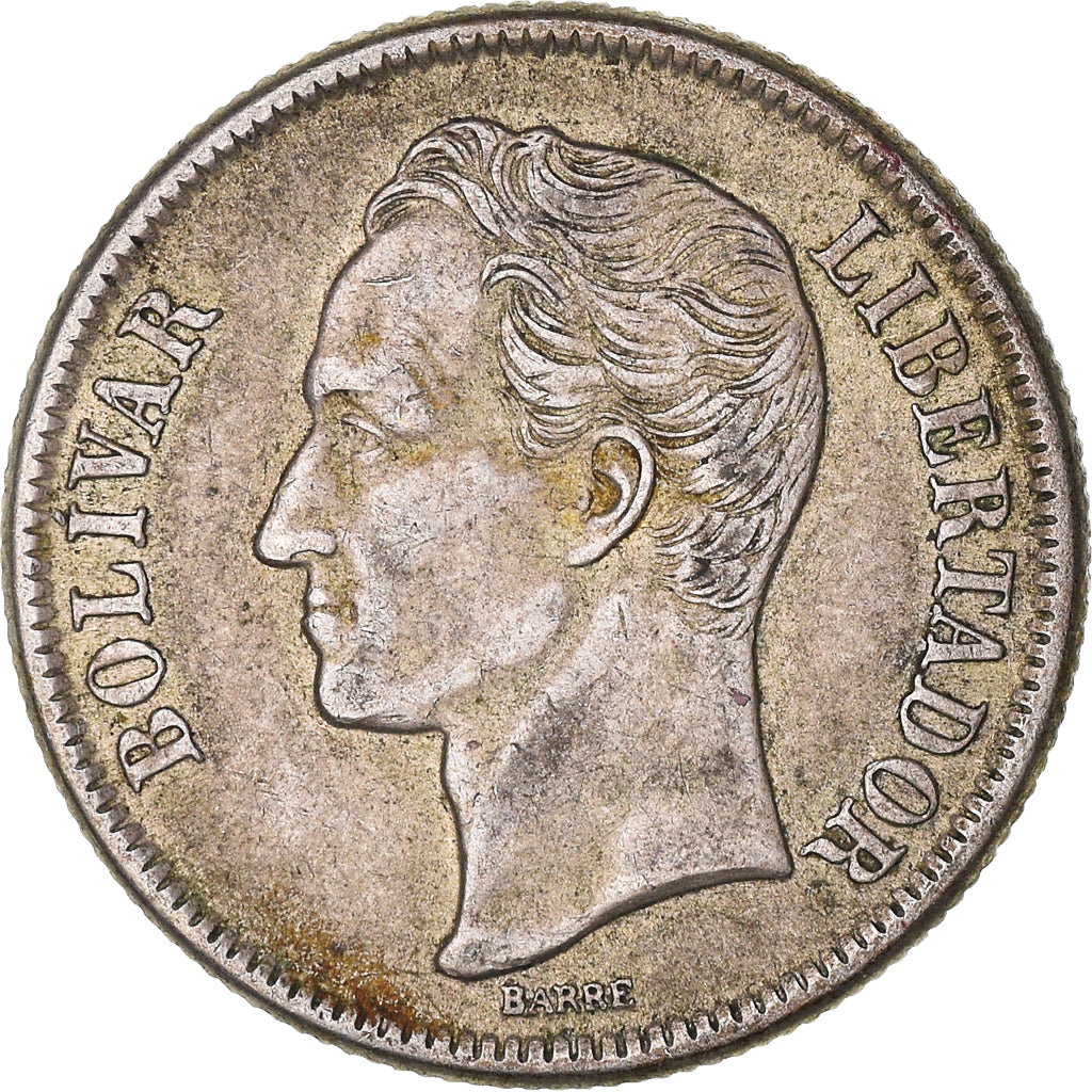 Monnaie, Venezuela, Gram 10, 2 Bolivares, 1945, Philadelphie, TTB, Argent