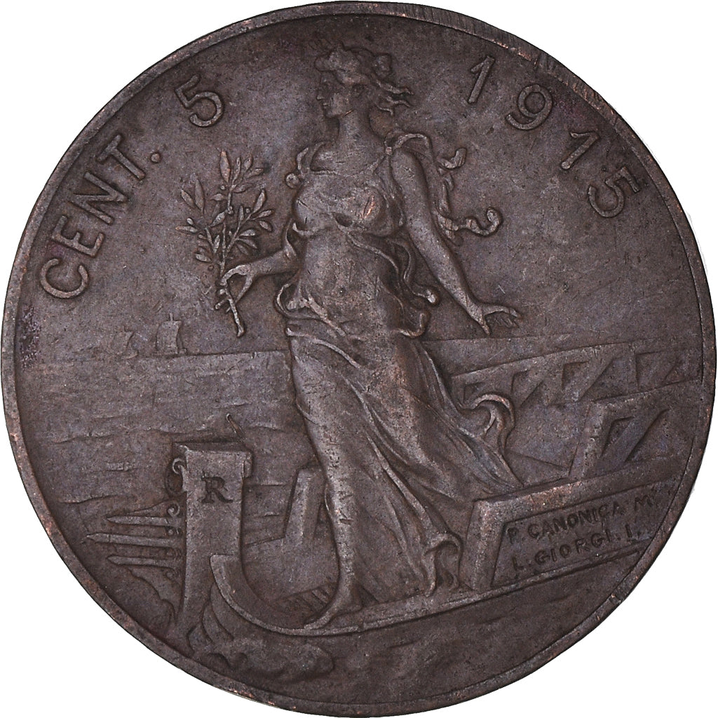 Moneta, Italia, Vittorio Emanuele III, 5 Centesimi, 1915, Rome, BB, Bronzo