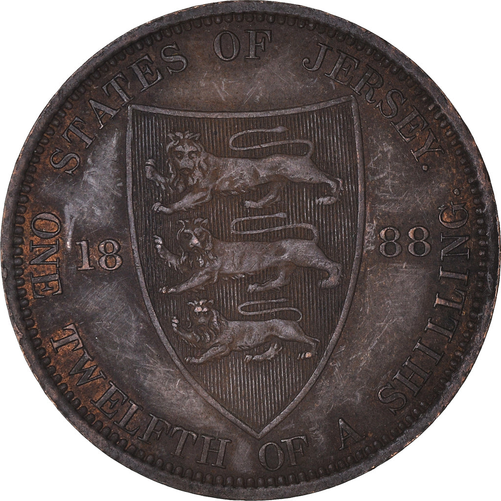 Moneta, Jersey, Victoria, 1/12 Shilling, 1888, BB+, Bronzo, KM:8