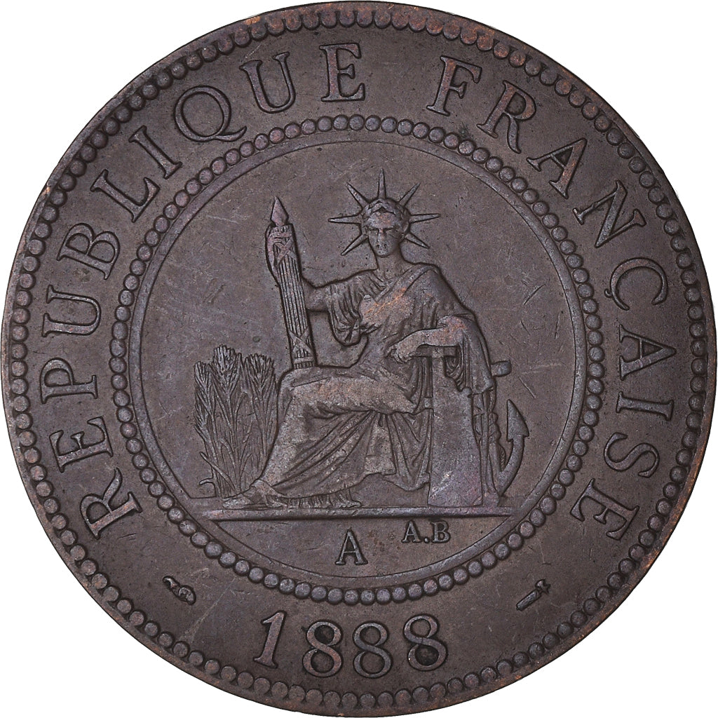Coin, FRENCH INDO-CHINA, Cent, 1888, Paris, EF(40-45), Bronze, KM:1, Lecompte:40