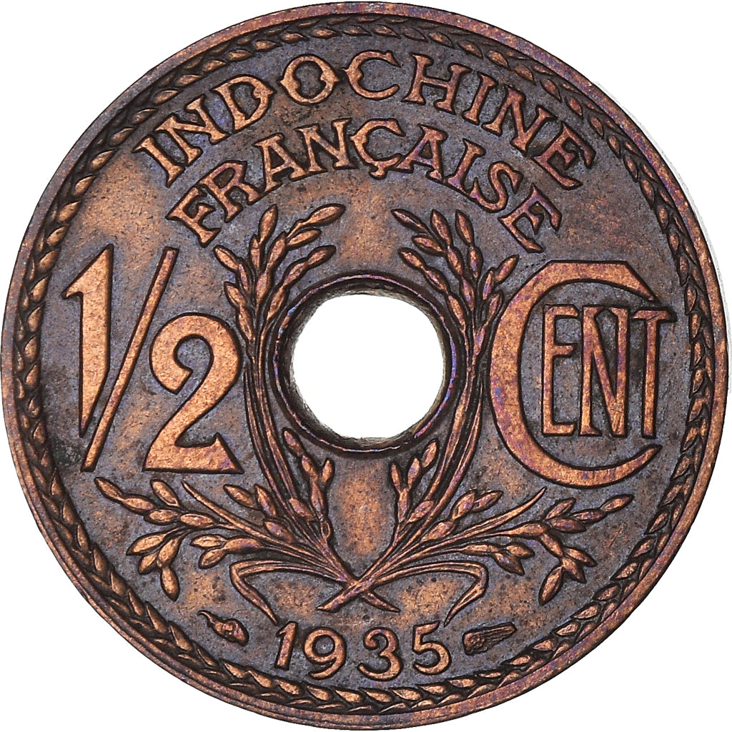 Moneta, INDOCINA FRANCESE, 1/2 Cent, 1935, Paris, BB+, Bronzo, KM:20