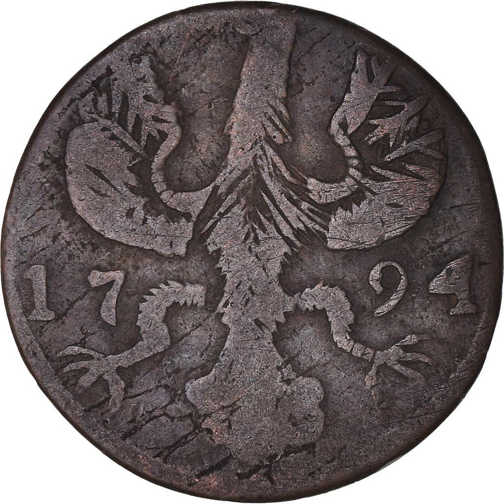 Moneta, Stati tedeschi, AACHEN, 12 Heller, 1794, MB, Rame, KM:51